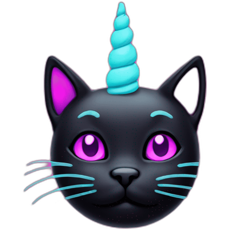 black cat unicorn neon emoji