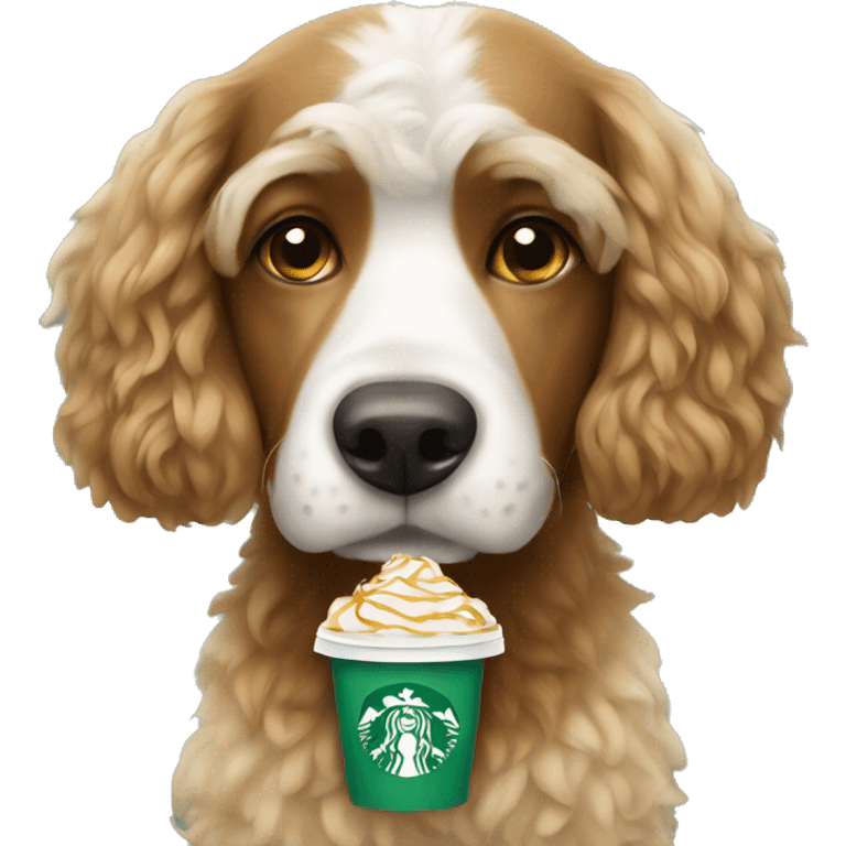 Doodle dog with Starbucks  emoji