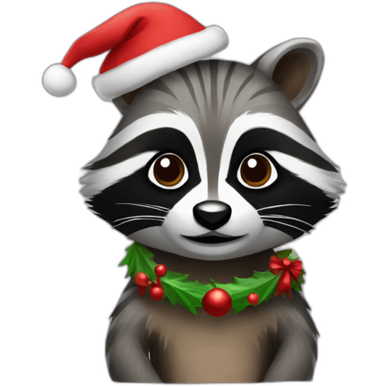 Christmas raccoon emoji