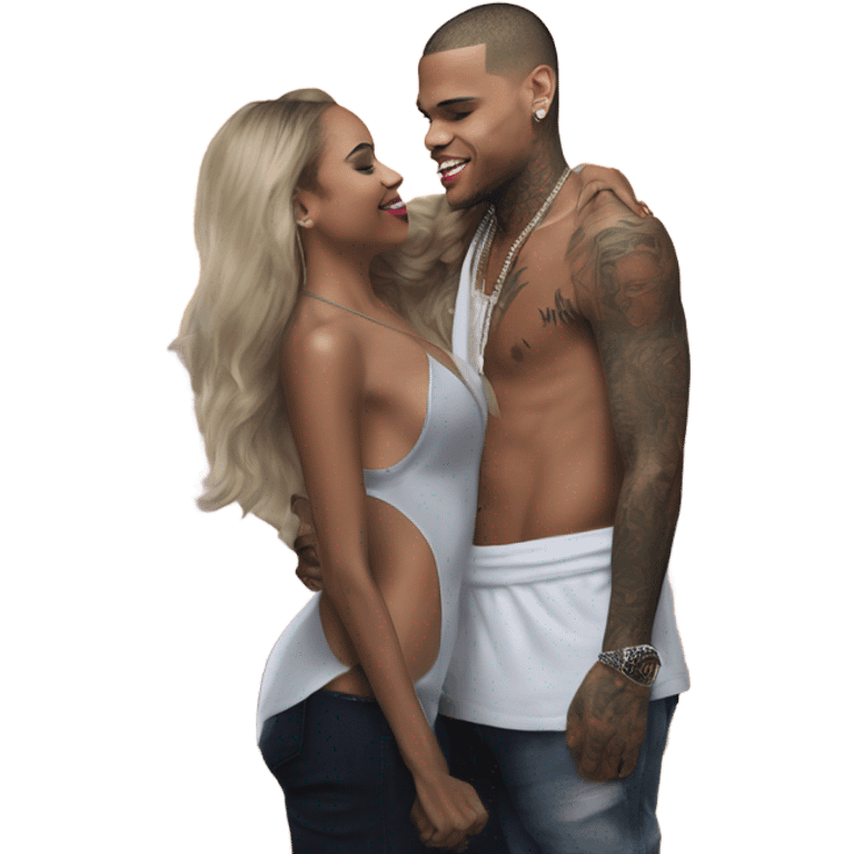 Hyper Realistic Chris Brown  Karruche Tran romantic photo  emoji