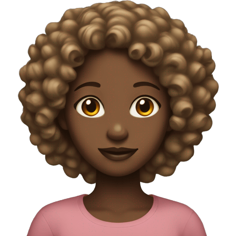 Black girl with light  brown eyes and curly gair emoji