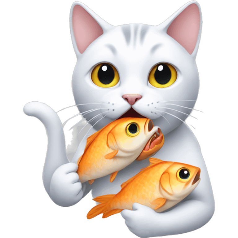 cat eating fish emoji