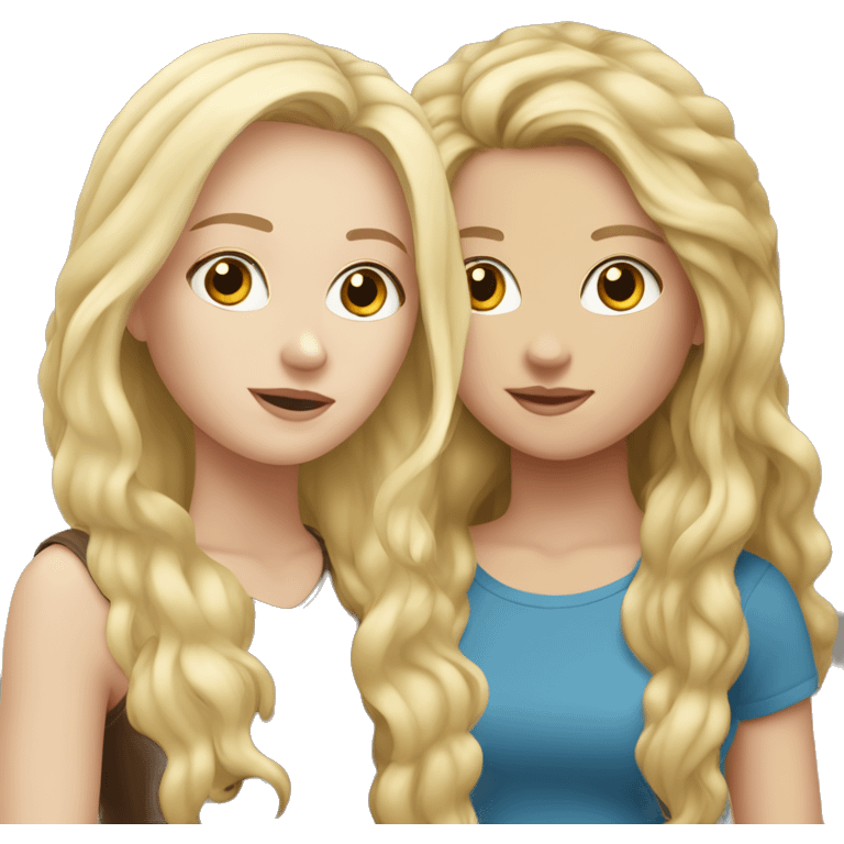 Blonde white girl and brunette white girl emoji