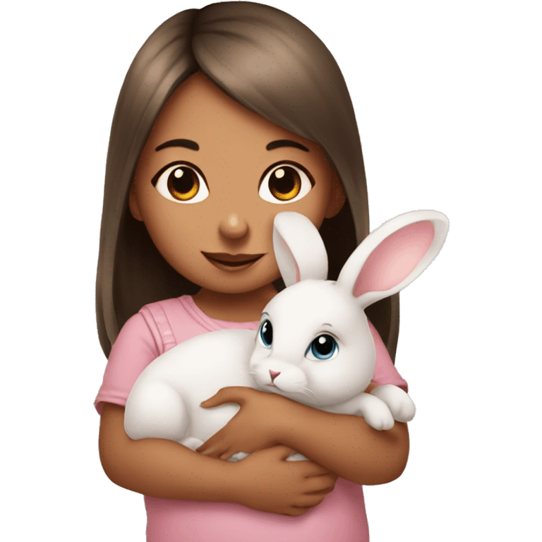 Baby girl with cute rabbit  emoji