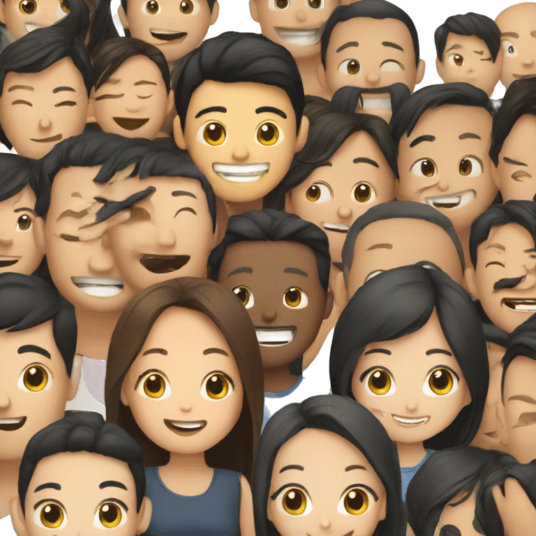 a lot of Asians smile at each other emoji