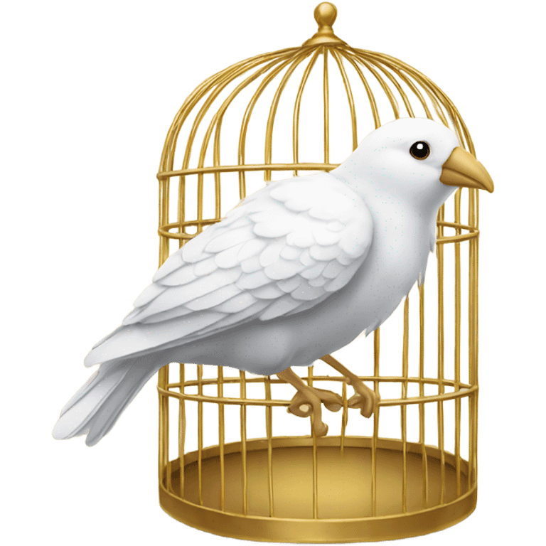 White bird in a golden cage emoji