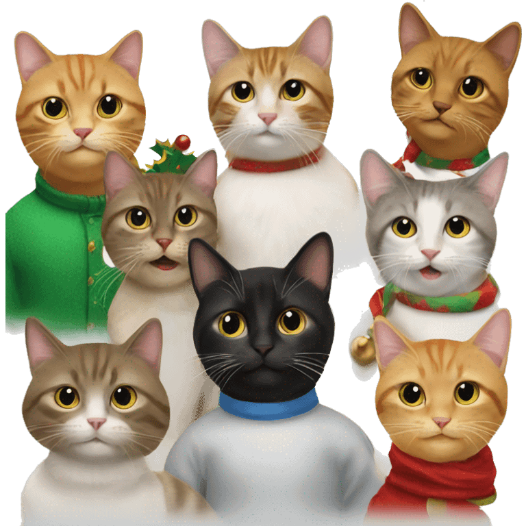 13 cats at a christmas party emoji