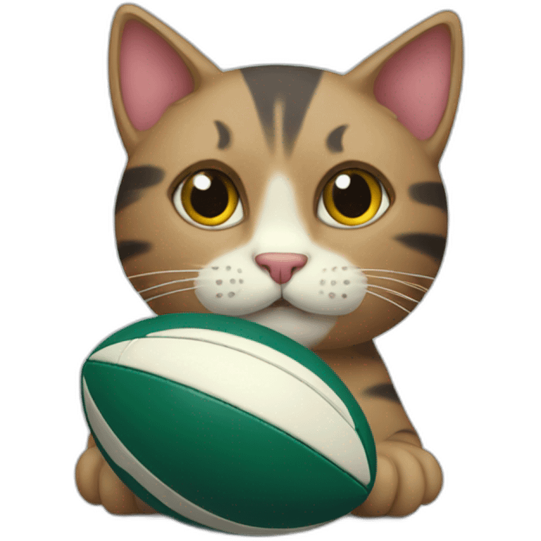 A cat with a rugby ball emoji