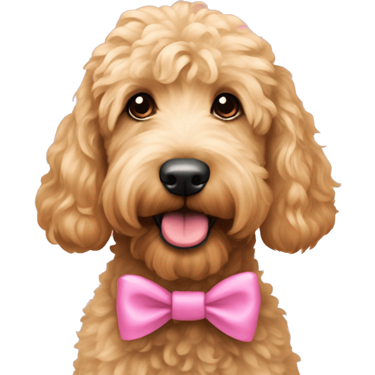 Goldendoodle with pink bows emoji