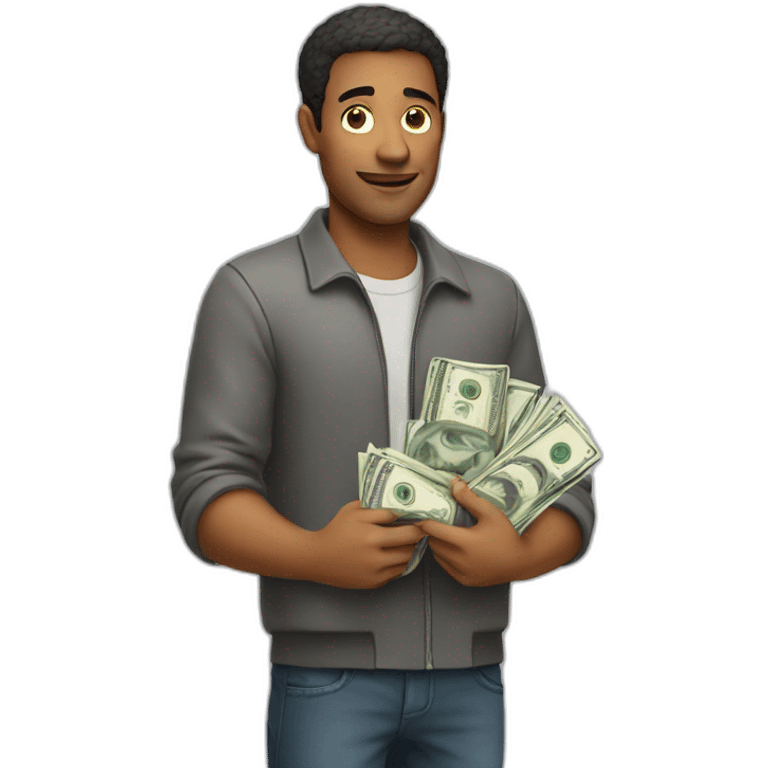 A MAN WITH A LOT OF MONEY IN HIS HAND emoji