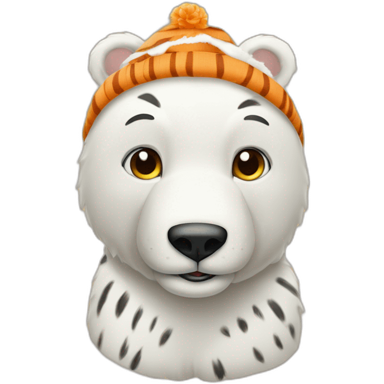 Un tierno oso polar y un tierno tigre usando gorros de cumpleaños  emoji