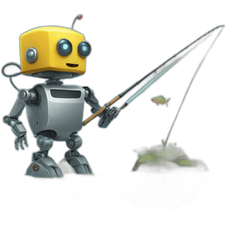 robot with fishing road emoji