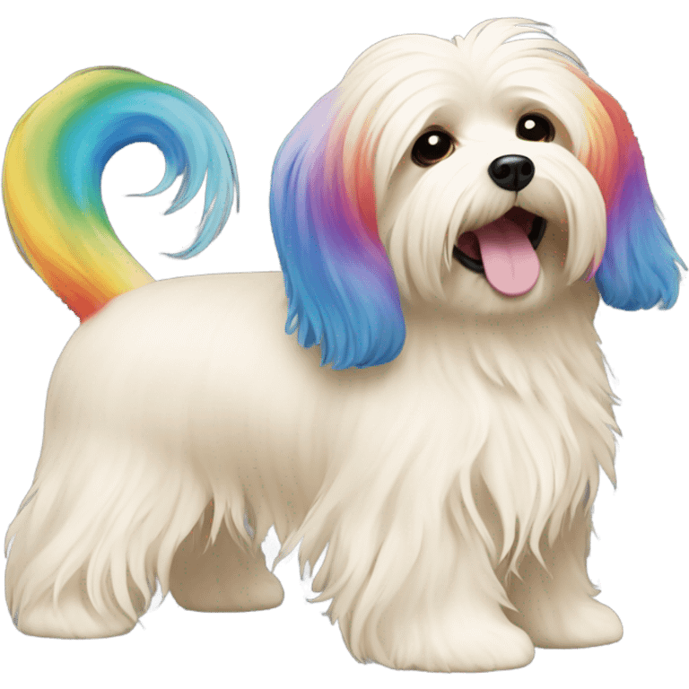 Cream colored havanese with RAINBOW TAIL (NOT RAINBOW EARS) emoji