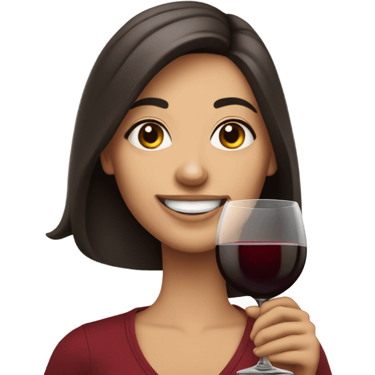 Brunette woman holding two glasses of red wine emoji