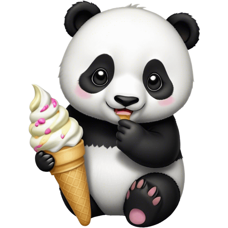 Panda eating ice cream emoji