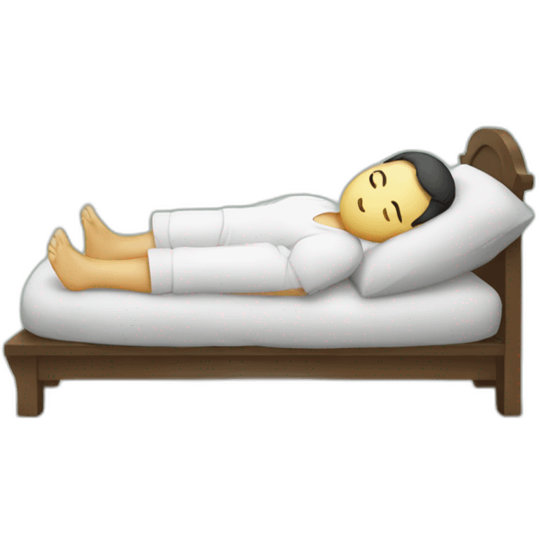 Korean sleeping with a pillow between both of his foot emoji