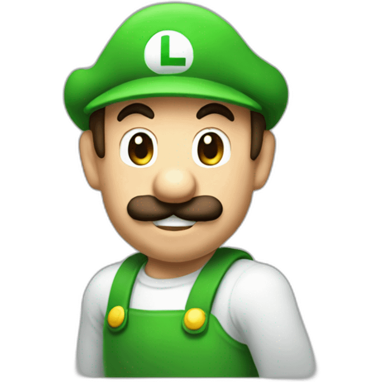 Luigi with a big dumpy emoji