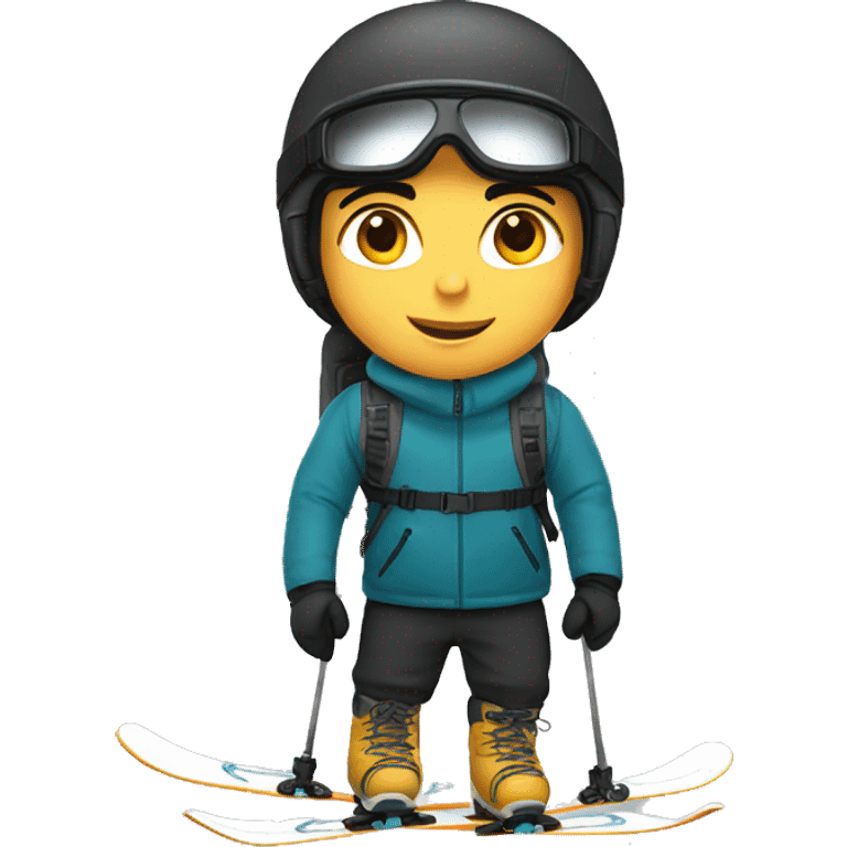 black haired male boy Skier emoji