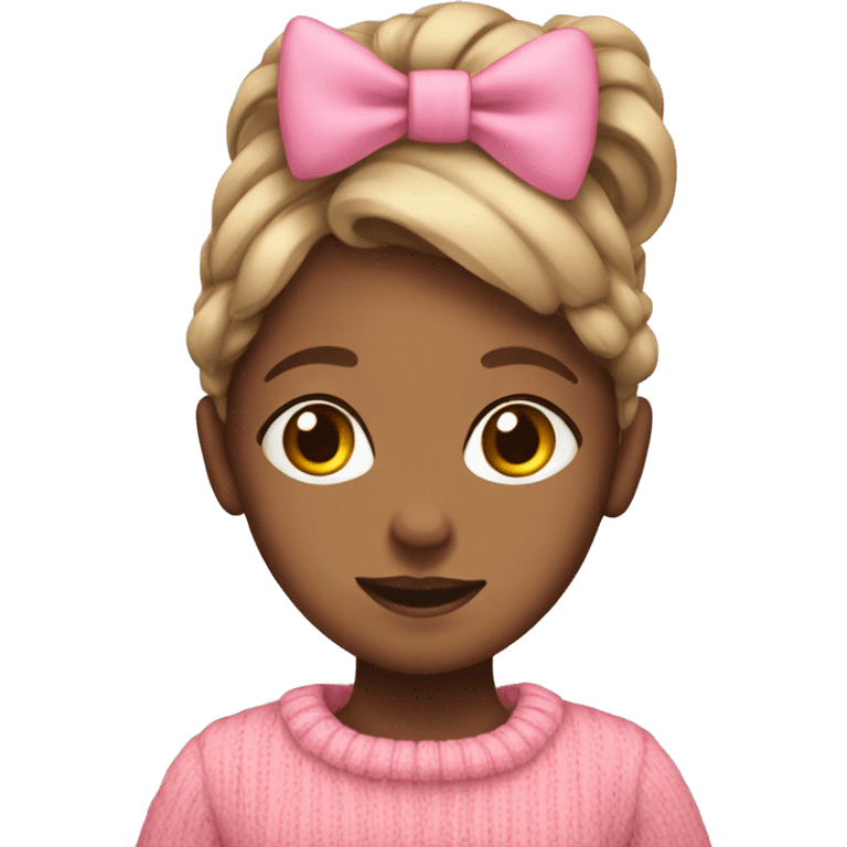 a girl with pink sweater  and pink bow emoji