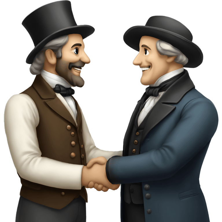 Victorian man meets another man and they shake hands emoji