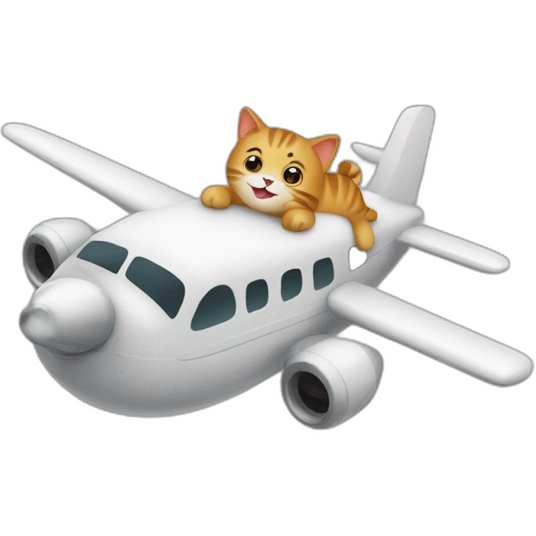 Cute happy cat flying an airplane emoji