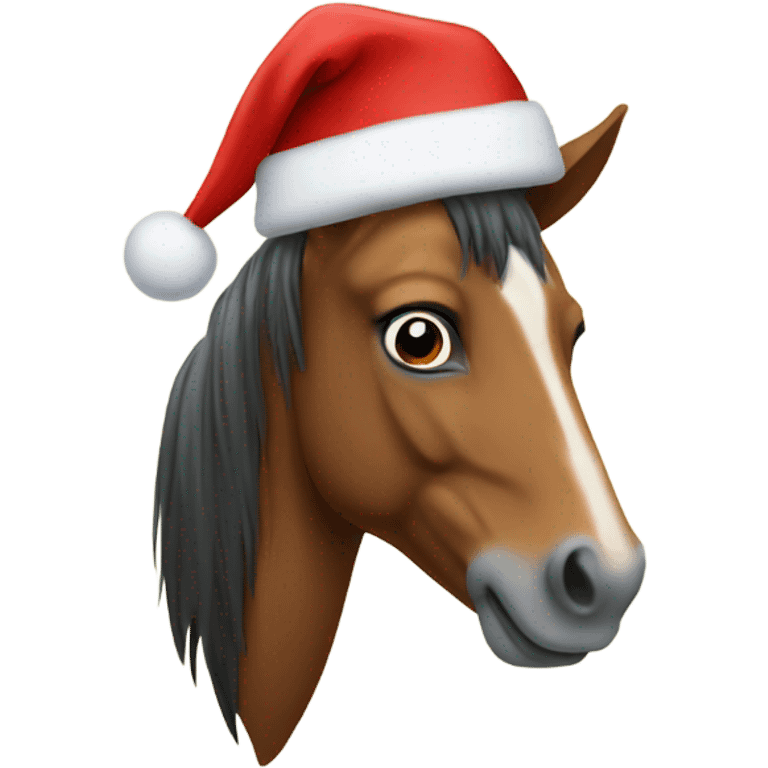 Horse with a Christmas hat  emoji