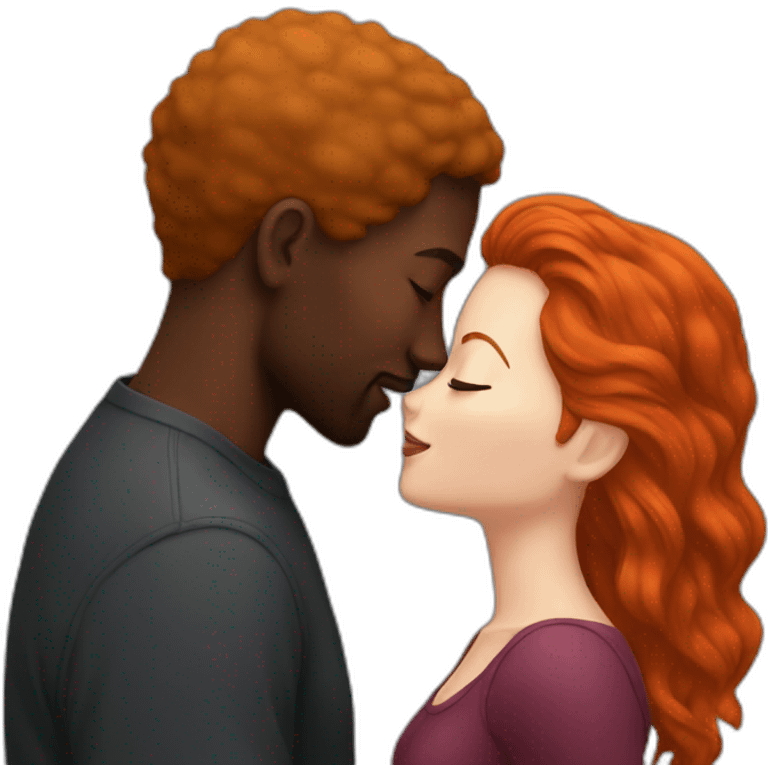 black man and a redhead kissing emoji