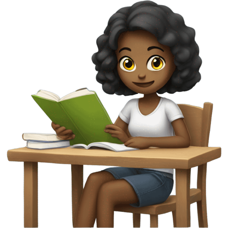 Girl writing and reading  emoji