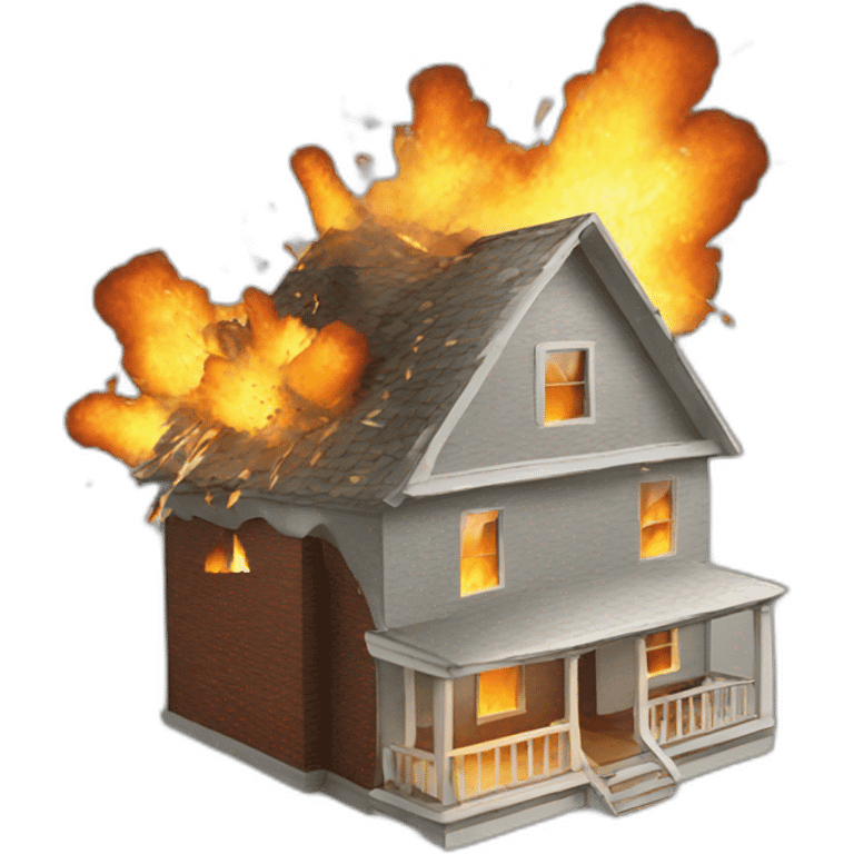 exploding house emoji