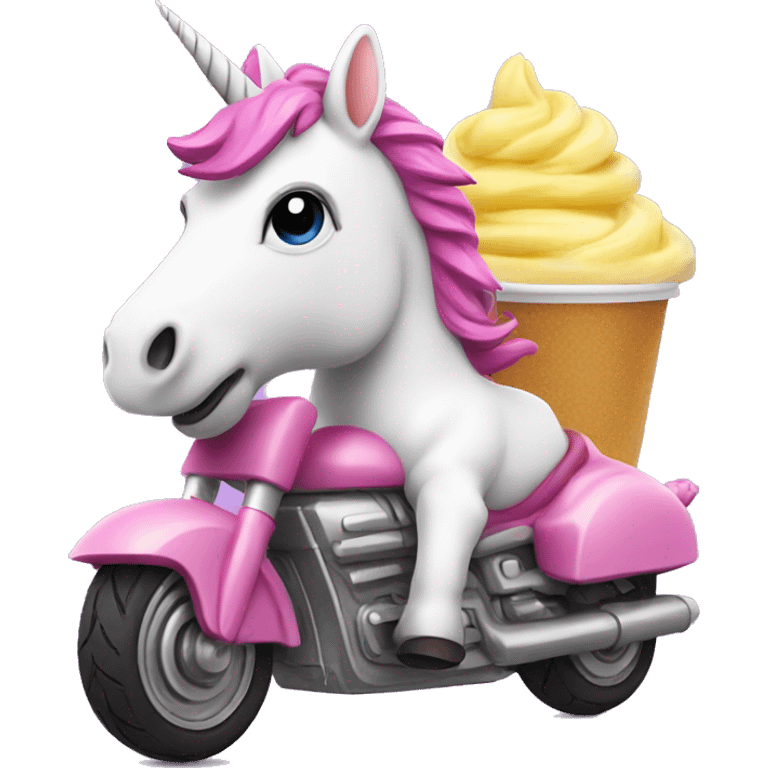 unicorn smoothie on motorcycle emoji