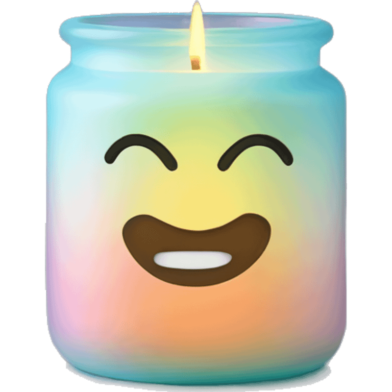 Pastel gradient hue glass jar candle with holder emoji