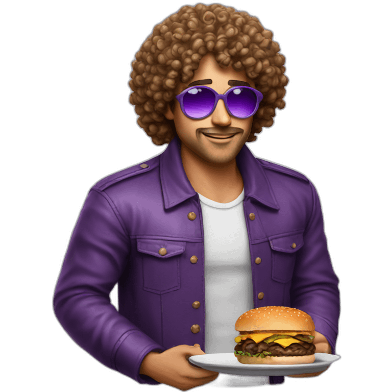 curly-hair-purple-cool-guy-round-star-sunglasses-hodling-burger emoji