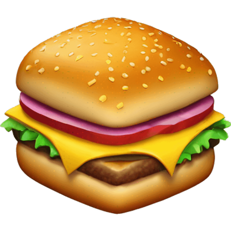 3D top angle of a cubic squared burger emoji