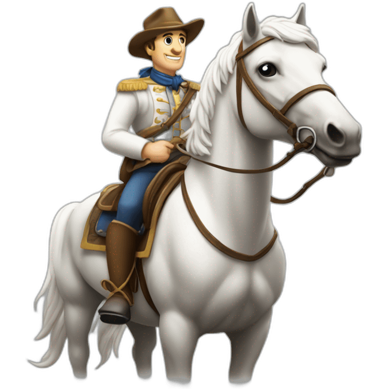 Homme galope sur cheval blanc longue crinière emoji