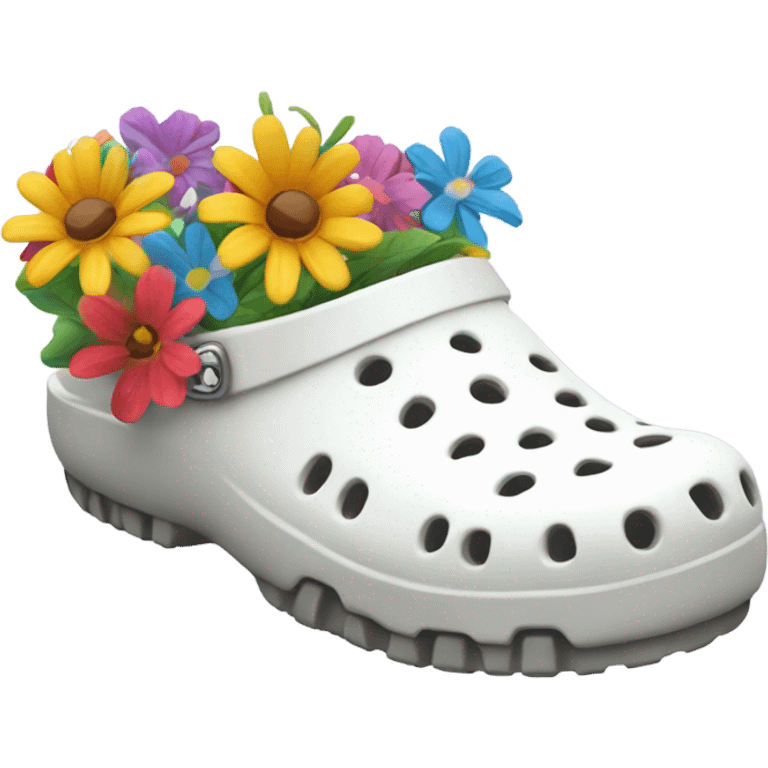 White Crocs with flowers emoji