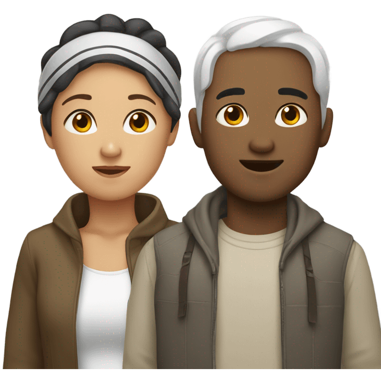 asian and white and indian friends emoji