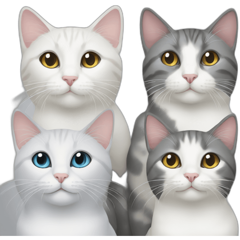 two white and one gray cat 3 cats emoji