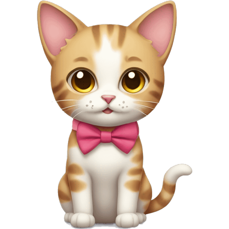 Cute cat with bow emoji