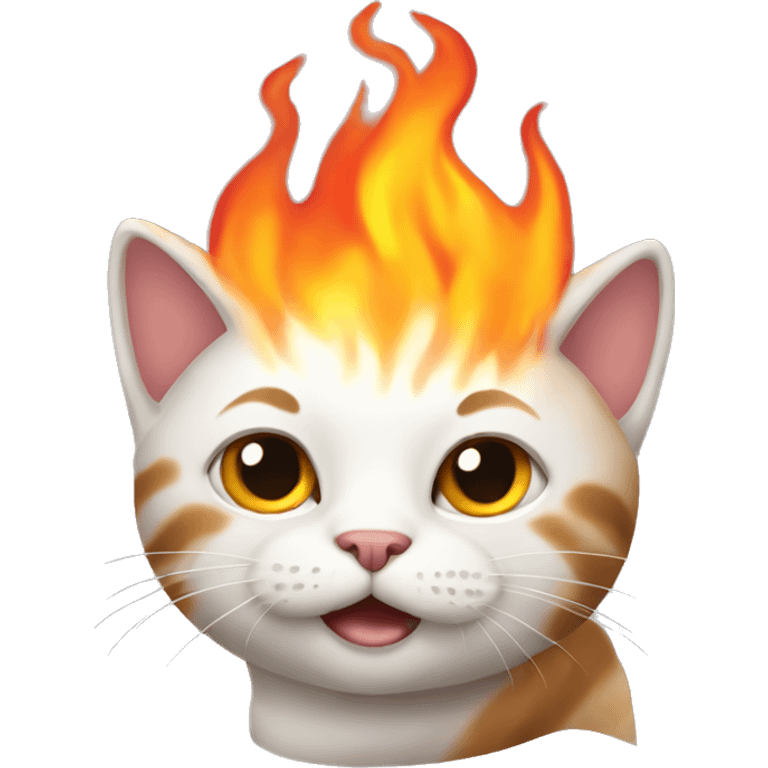 cat with a fire emoji