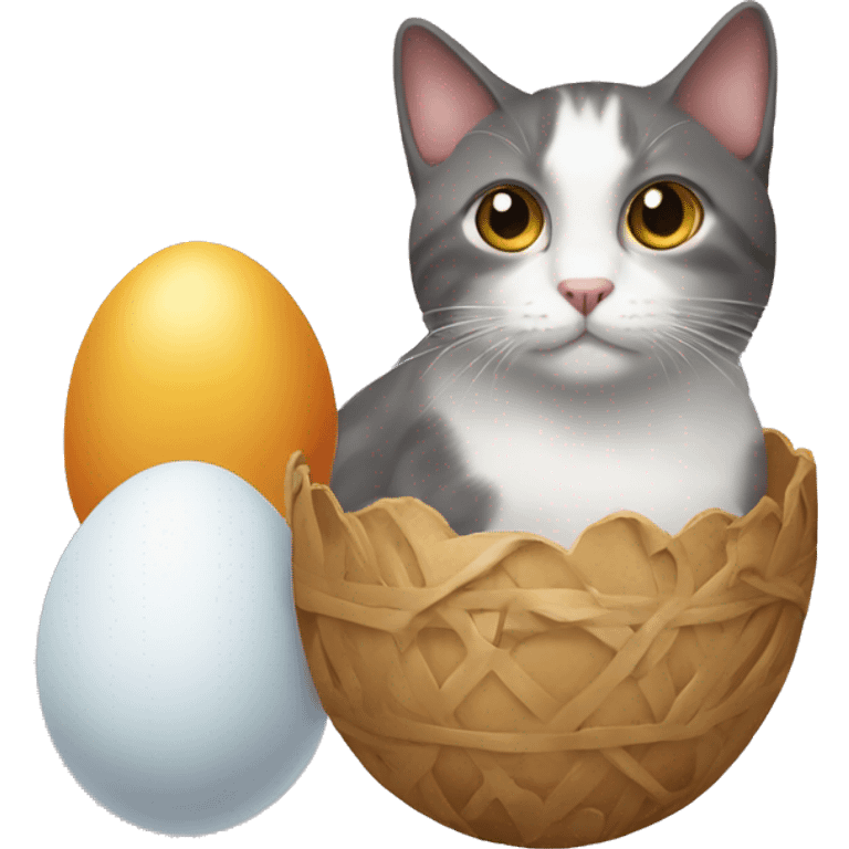 cat and eggs emoji