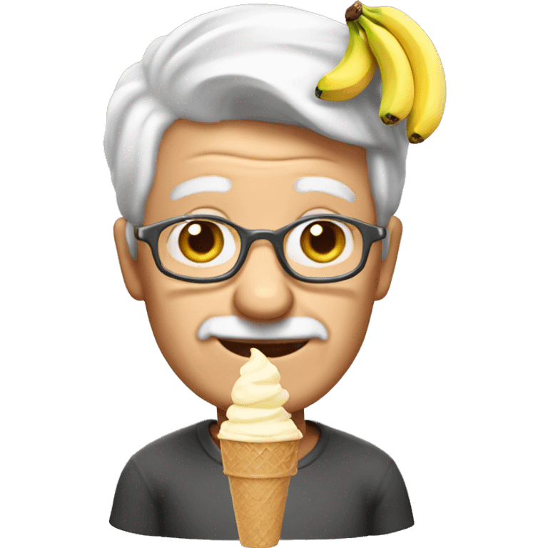 Grandad with banana ice cream  emoji