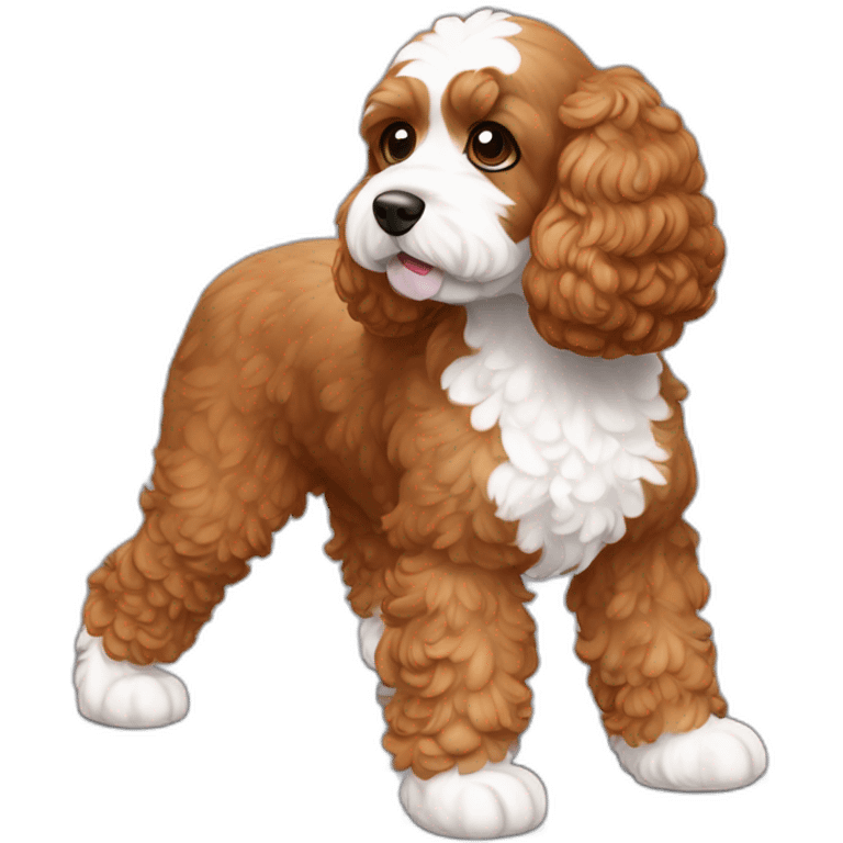 Reddish light brown cockapoo with small white patch on chin full body emoji