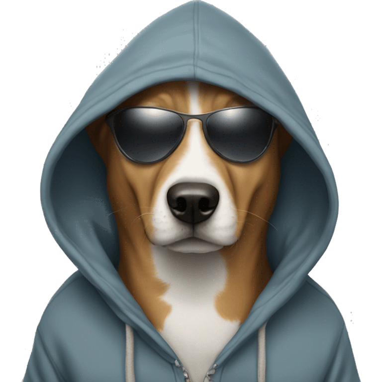 Dog with hoodie and sunglasses emoji