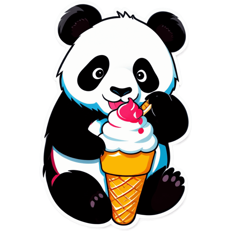 Panda eating ice cream emoji