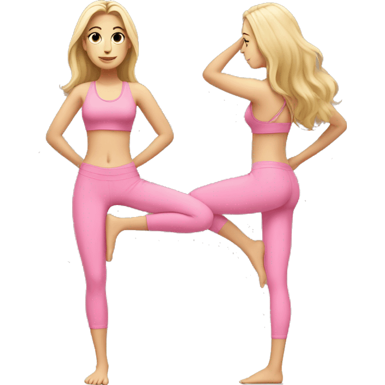 full body yoga white girl long hair pink wear emoji