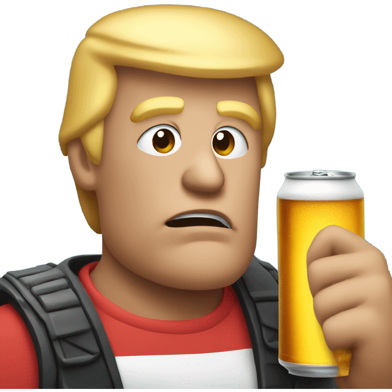 Trump drinking beer emoji