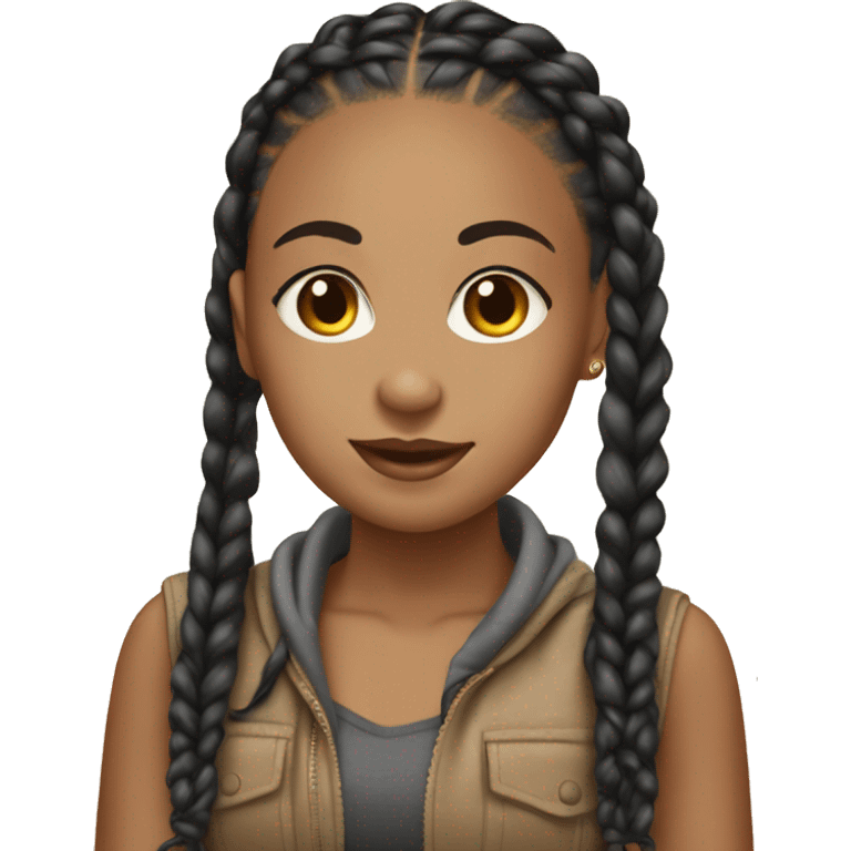 Lightskin girl with box braids  emoji