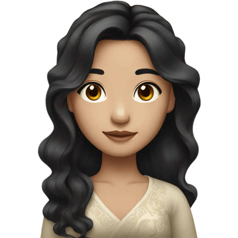 Beautiful girl,Black hair,wavy hair，long hair,Black eyes,Chinese emoji