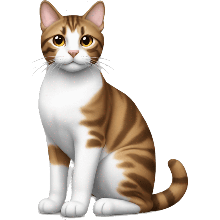 Brown and white tabby aitting emoji