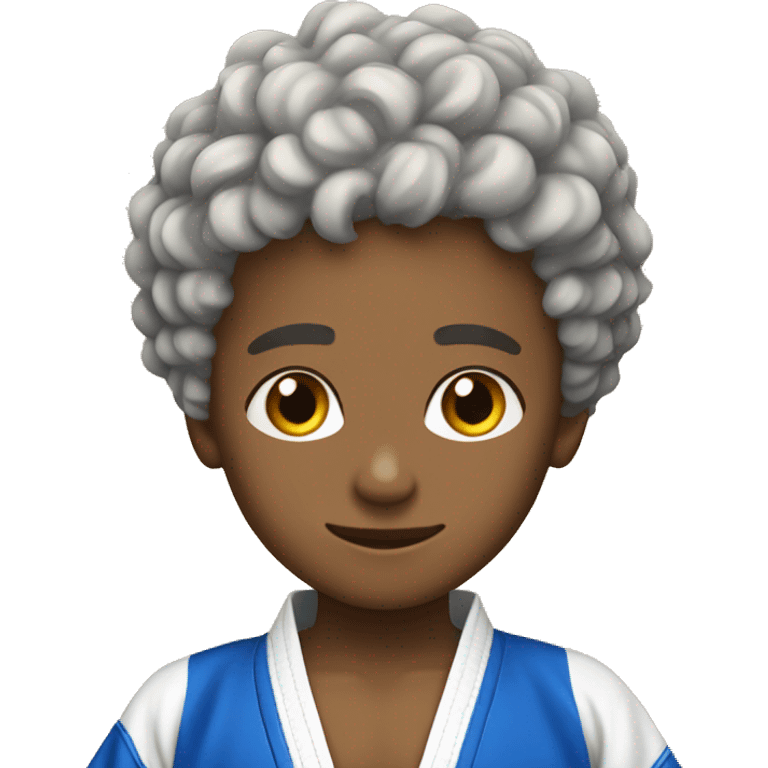 Boy with curly hair in Jiu jitsu suit emoji